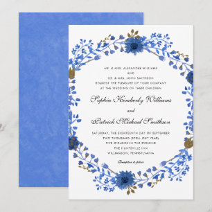 Elegant Blue Wreath   alle Eltern, die Hochzeit ve Einladung