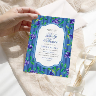 Elegant Blueberry Berry Sweet Baby Shower Einladung