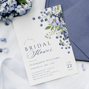 Elegant Blueberry Bridal Dusche Einladung