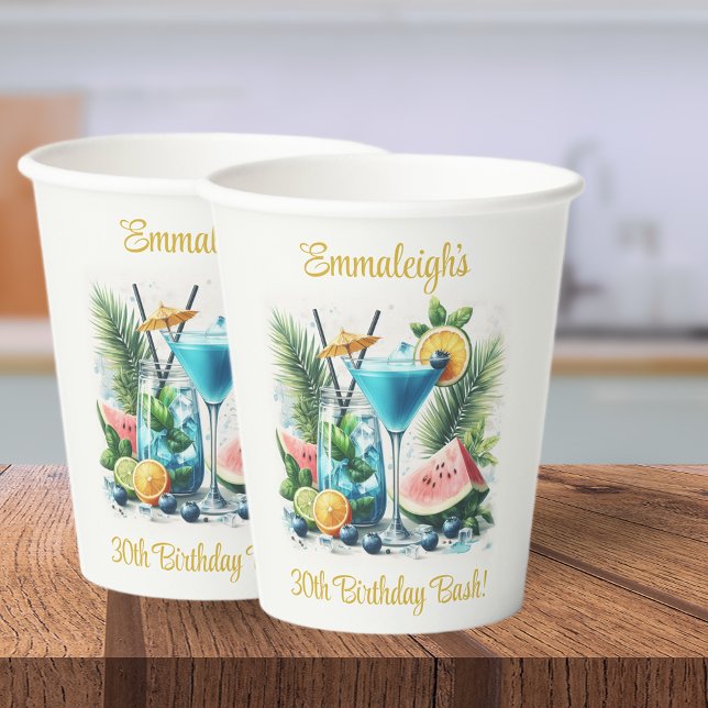 Elegant Blueberry Brunch 30. Geburtstagsfeier Pappbecher (Von Creator hochgeladen)