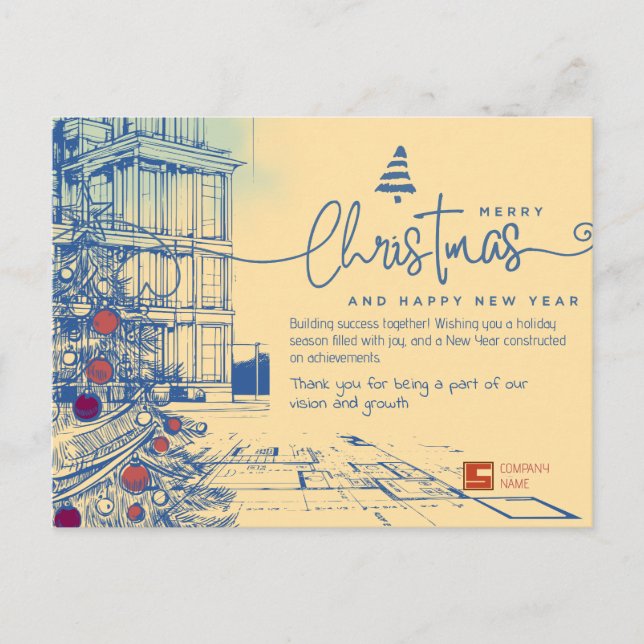 Elegant Blueprint Weihnachten und Architektur (Vorderseite)