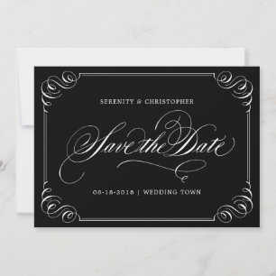 Elegant blühe Kalligraphie Save the Date Vintag