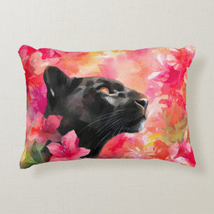 Elegant blühende Wildblume Schwarzer Panther Dekokissen