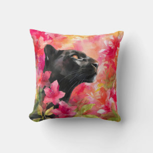 Elegant blühende Wildblume Schwarzer Panther Kissen