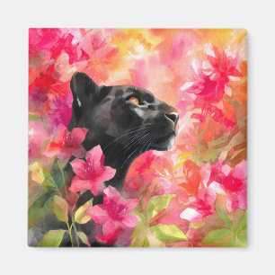 Elegant blühende Wildblume Schwarzer Panther Magnet