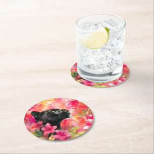 Elegant blühende Wildblume Schwarzer Panther Runder Pappuntersetzer