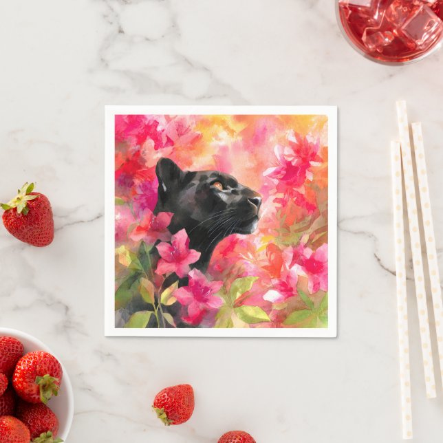 Elegant blühende Wildblume Schwarzer Panther Serviette (Beispiel)
