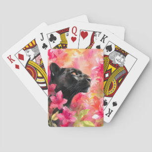 Elegant blühende Wildblume Schwarzer Panther Spielkarten