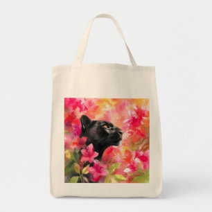Elegant blühende Wildblume Schwarzer Panther Tragetasche