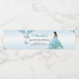 Elegant Blush Blue Floral Quinceñera Birthday W