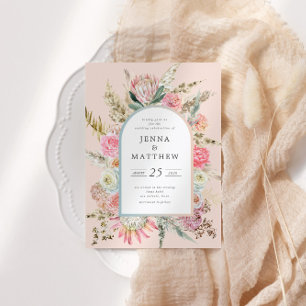 Élégant Blush Bohemian Floral Faire-part de mariag