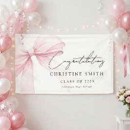 Elegant Blush Bow Text Congratulations Banner