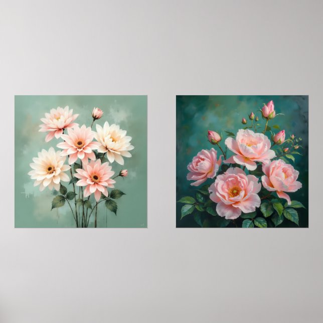 Elegant Blush Chrysanthemum Art (Recto)