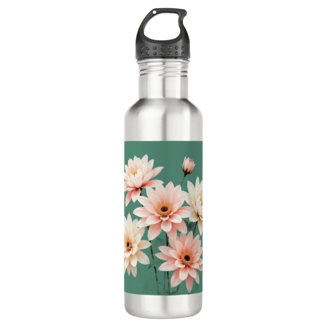 Elegant Blush Chrysanthemum Art Edelstahlflasche (Vorderseite)