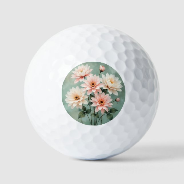 Elegant Blush Chrysanthemum Art Golfball (Vorderseite)
