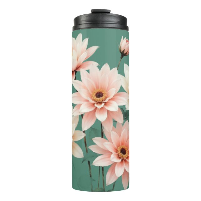 Elegant Blush Chrysanthemum Art Thermosbecher (Vorderseite)