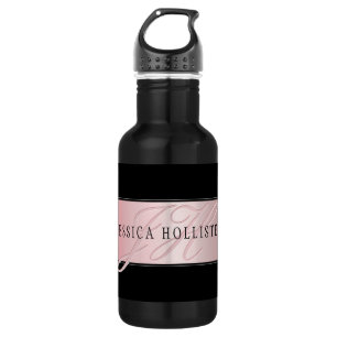 Elegant Blush Faux Roségold Name & Initialen Edelstahlflasche