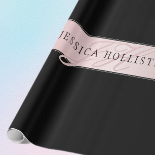 Elegant Blush Faux Roségold   Name & Initialen Geschenkpapier