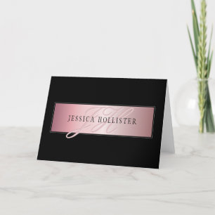 Elegant Blush Faux Roségold Name & Initialen Karte
