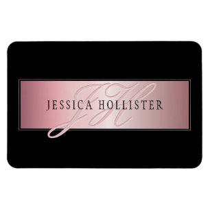 Elegant Blush Faux Roségold Name & Initialen Magnet