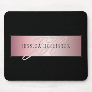 Elegant Blush Faux Roségold   Name & Initialen Mousepad