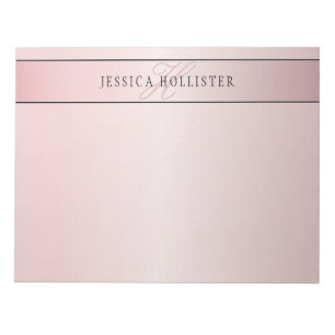 Elegant Blush Faux-Roségold Name & Initialen Notizblock