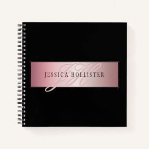Elegant Blush Faux Roségold   Name & Initialen Notizbuch
