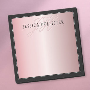 Elegant Blush Faux Roségold   Name & Initialen Post-it Klebezettel