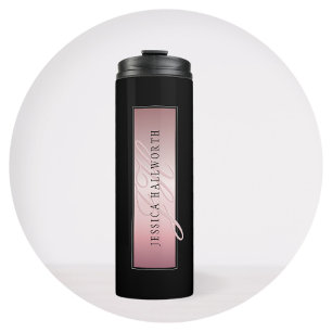 Elegant Blush Faux Roségold Name & Initialen Thermosbecher
