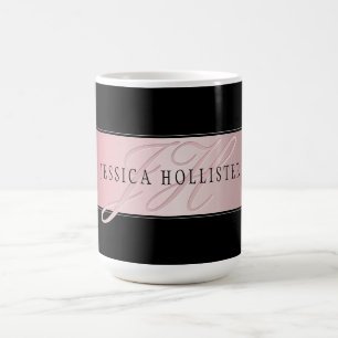Elegant Blush Faux Roségold Name & Initialen Verwandlungstasse