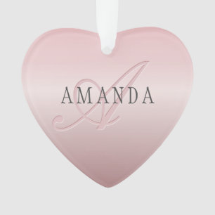 Elegant Blush Faux Roségold Name & Monogramm Ornament