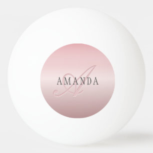 Elegant Blush Faux Roségold Name & Monogramm Tischtennisball