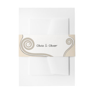 Elegant Blush Fern Leaf Koru Swirl Wedding Einladungsbanderole
