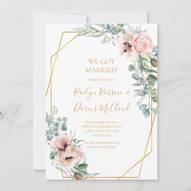 Elegant Blush Floral | Bekanntgabe der Erweiterung Einladung (Vorderseite)