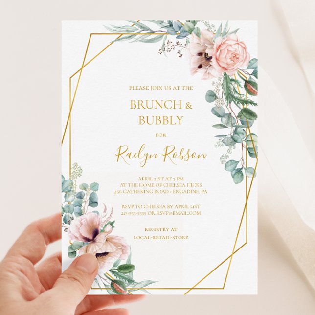 Elegant Blush Floral | Brunch und Brauchdusche Einladung (Von Creator hochgeladen)