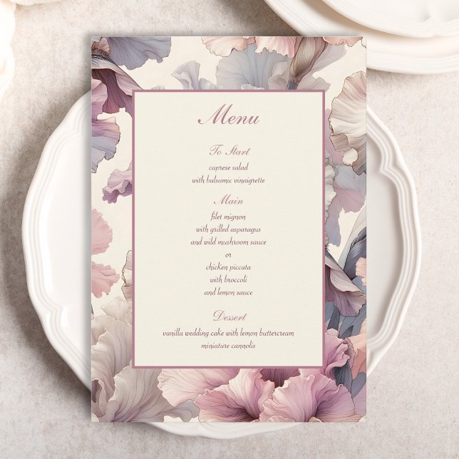 Elégant Blush Floral Chic Menu Mariage élégant (Créateur téléchargé)
