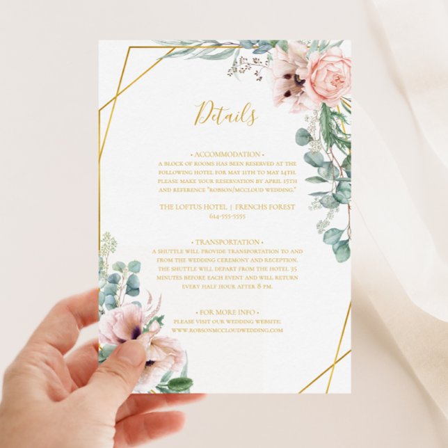 Elegant Blush Floral | Detaillierungskarte Begleitkarte (Von Creator hochgeladen)