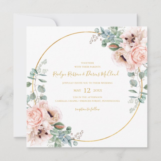 Elegant Blush Floral | Einladung zur Hochzeit auf  (Vorderseite)