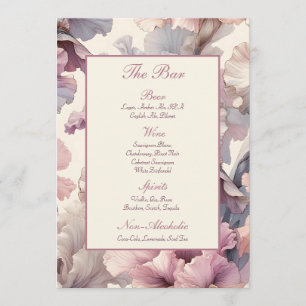 Elégant Blush Floral élégant Mariage Bar Menu