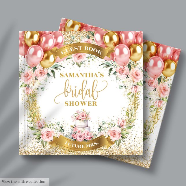 Élégant Blush Floral Fête des mariées Livre d'invi (Elegant Blush Floral Bridal Shower Guest Book)