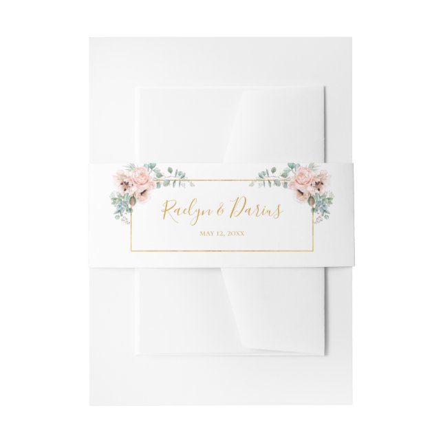 Elegant Blush Floral | Hochzeit Einladungsbanderole (Vorderseite Beispiel)