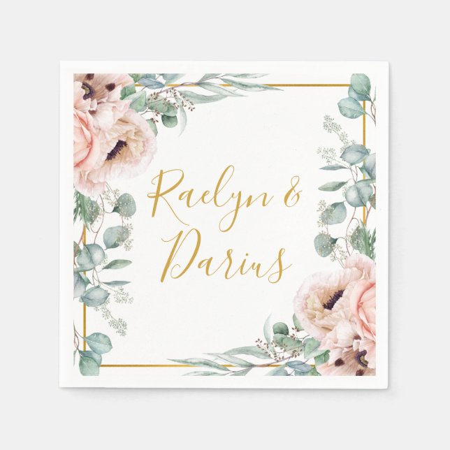 Elegant Blush Floral | Hochzeit von Napkins Serviette (Vorderseite)