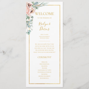 Elegant Blush Floral Hochzeitsprogramm Programm