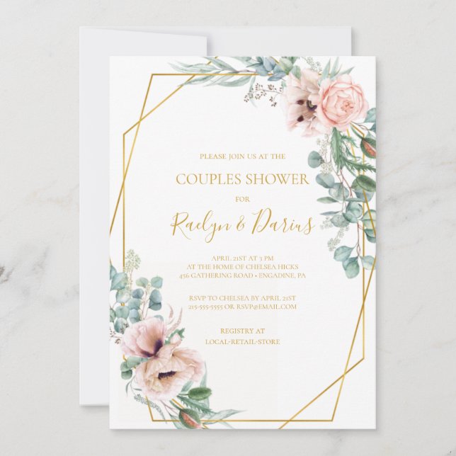Elegant Blush Floral | Paardusche Einladung (Vorderseite)