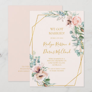 Élégant Blush Floral Pastel Elopement Faire-part
