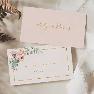 Elegant Blush Floral Pastel Flat Wedding Platzkarte
