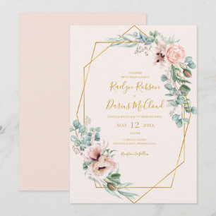 Elegant Blush Floral   Pastel Lässig Wedding Einladung