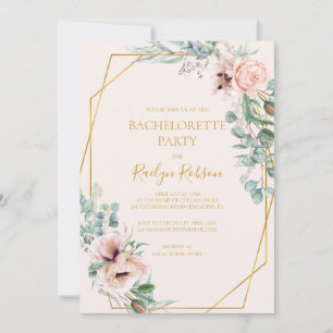 Elegant Blush Floral   Pastell-Junggeselinnen-Absc Einladung