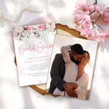 Elegant Blush Floral Photo Bridal Shower