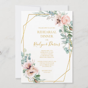 Elegant Blush Floral   Probe - Abendessen Einladun Einladung